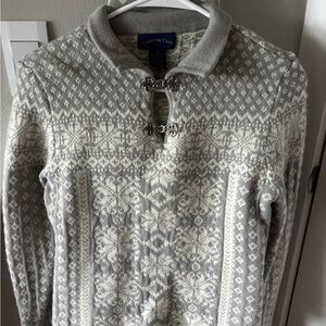 Charter Club Sweater with Gray Nordic Pattern and metal clasps